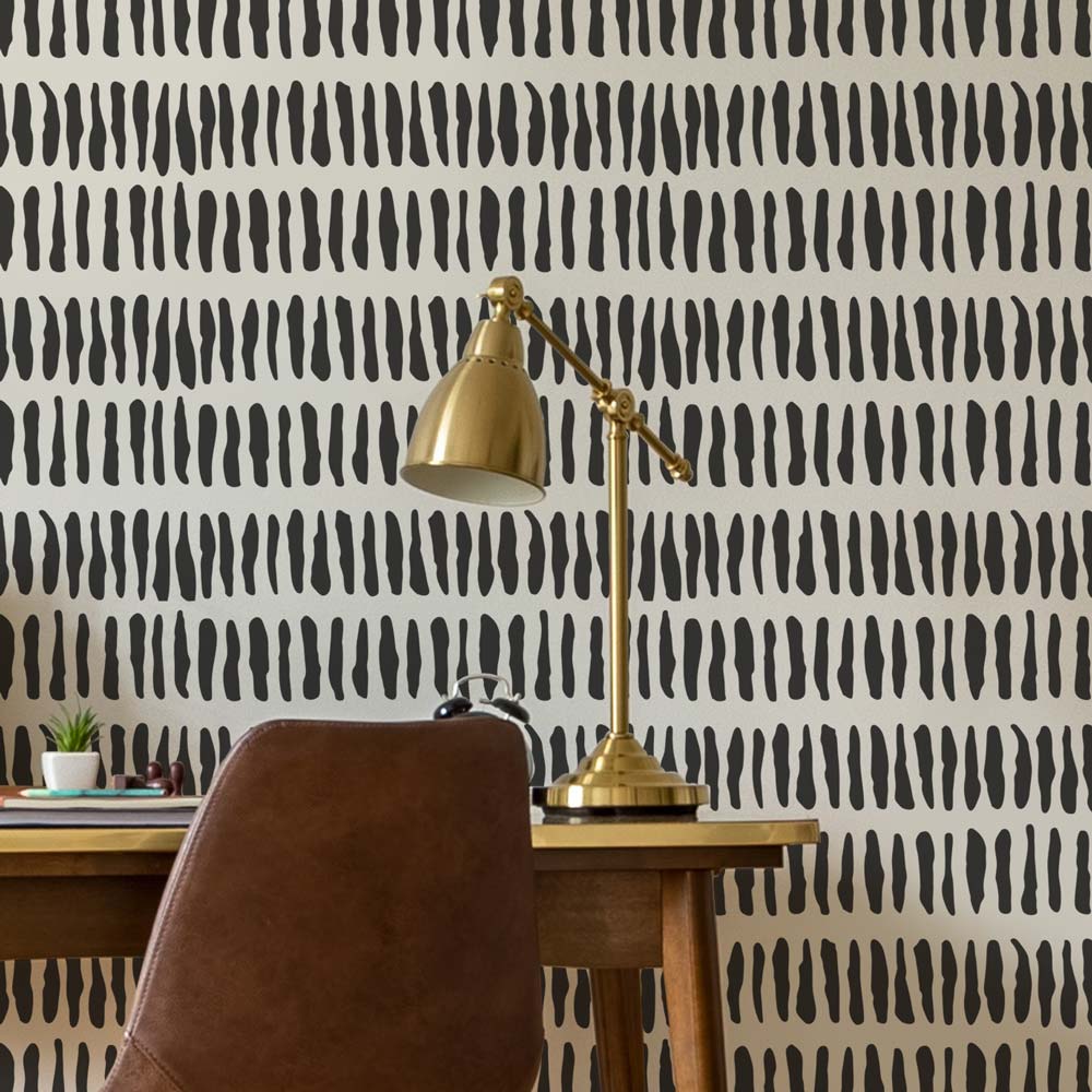 Stenciled stix allover office wall