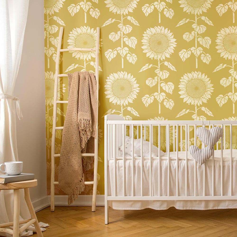 sunflower stencil nursery wallpaper stencils