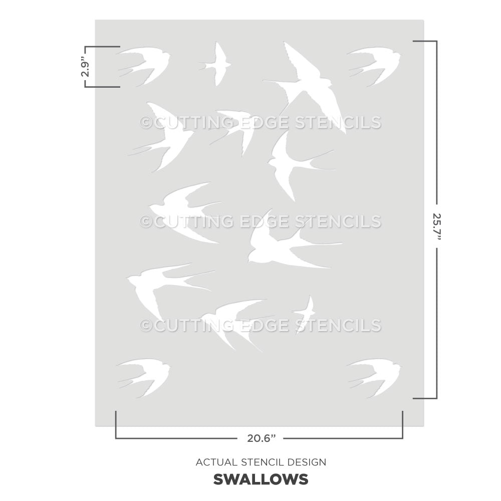 swallows wall stencil actual image