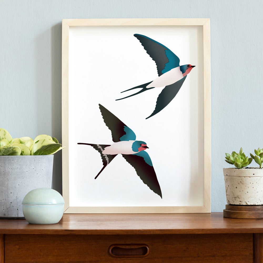 multi colored swallows stencil kit picture frame