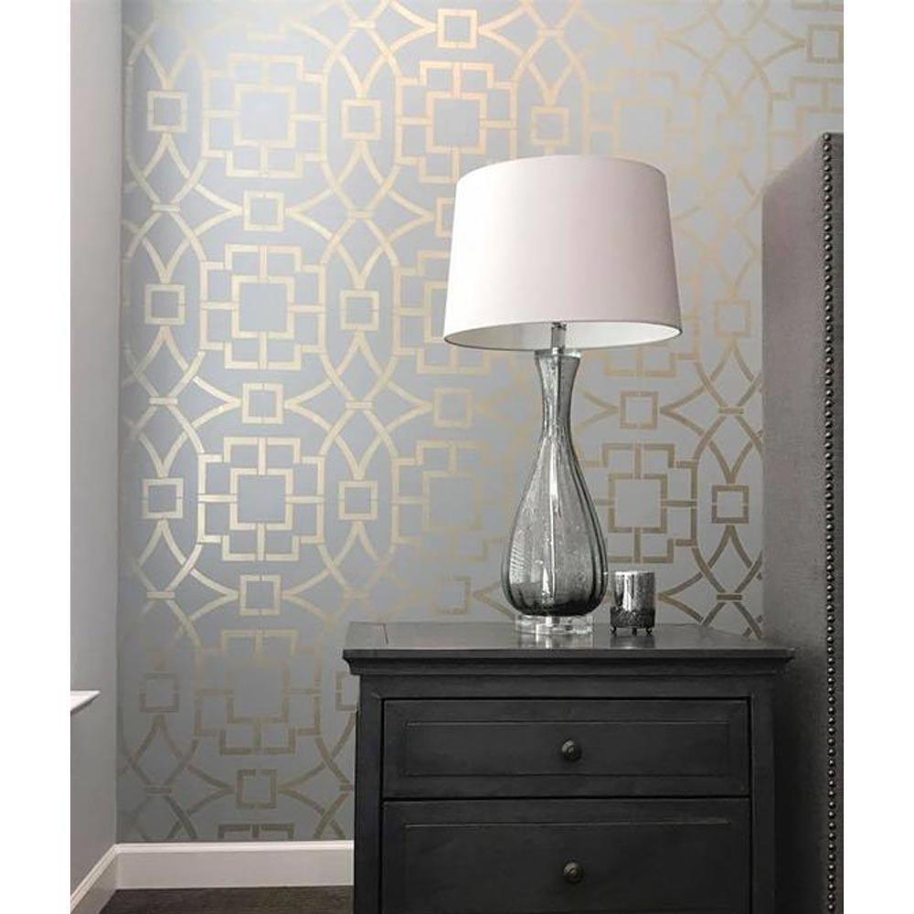 silver accent wall stencil