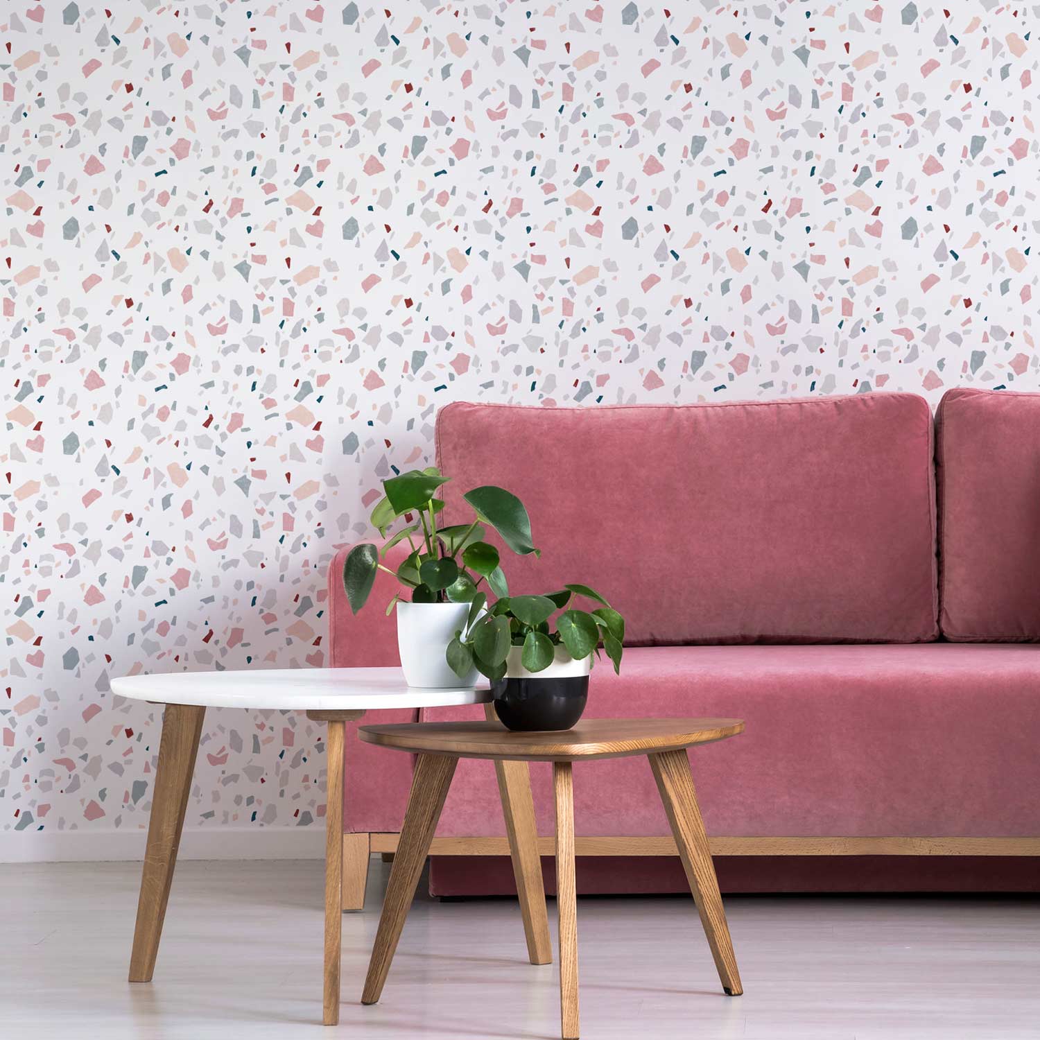 terrazzo stenciled wall