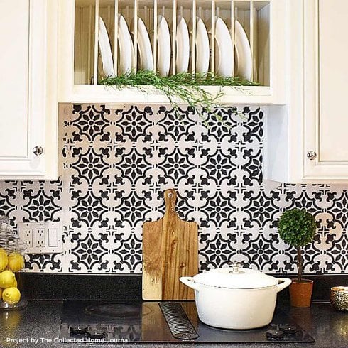 Cement tile stencil kitchen backsplash faux tiles stencils