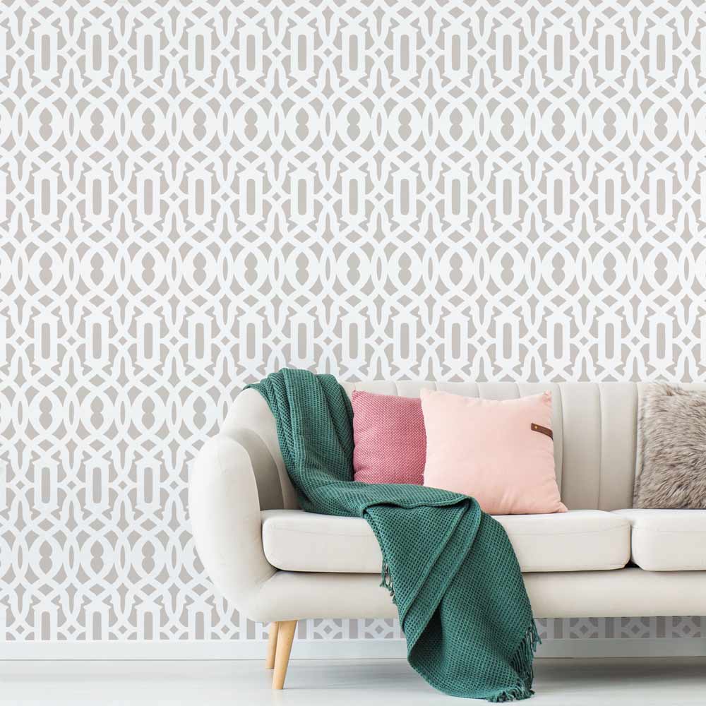 Trellis Living Room Wall Stencil