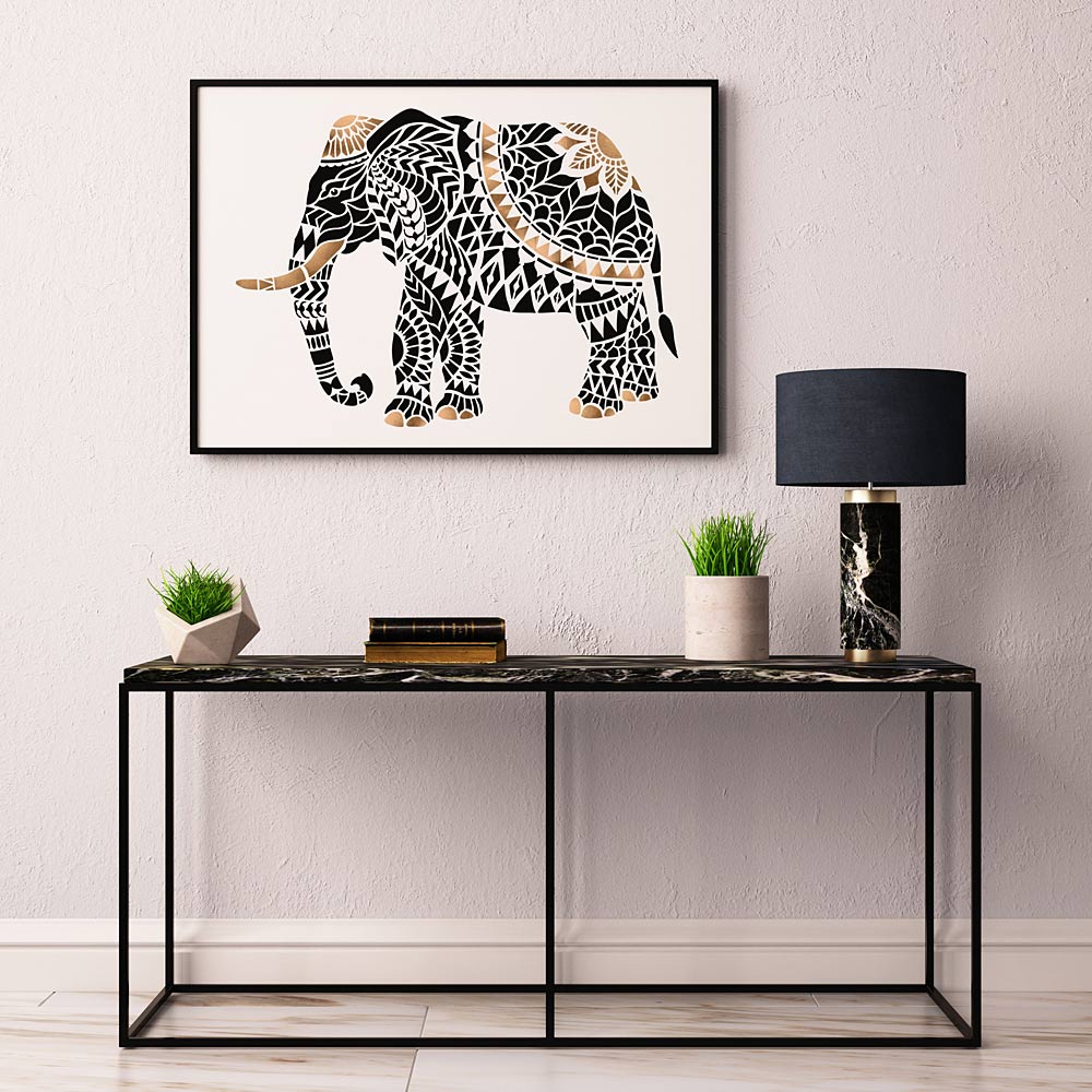 Tribal Elephant Stencil Elephants Tattoo Stencils-Stenciling