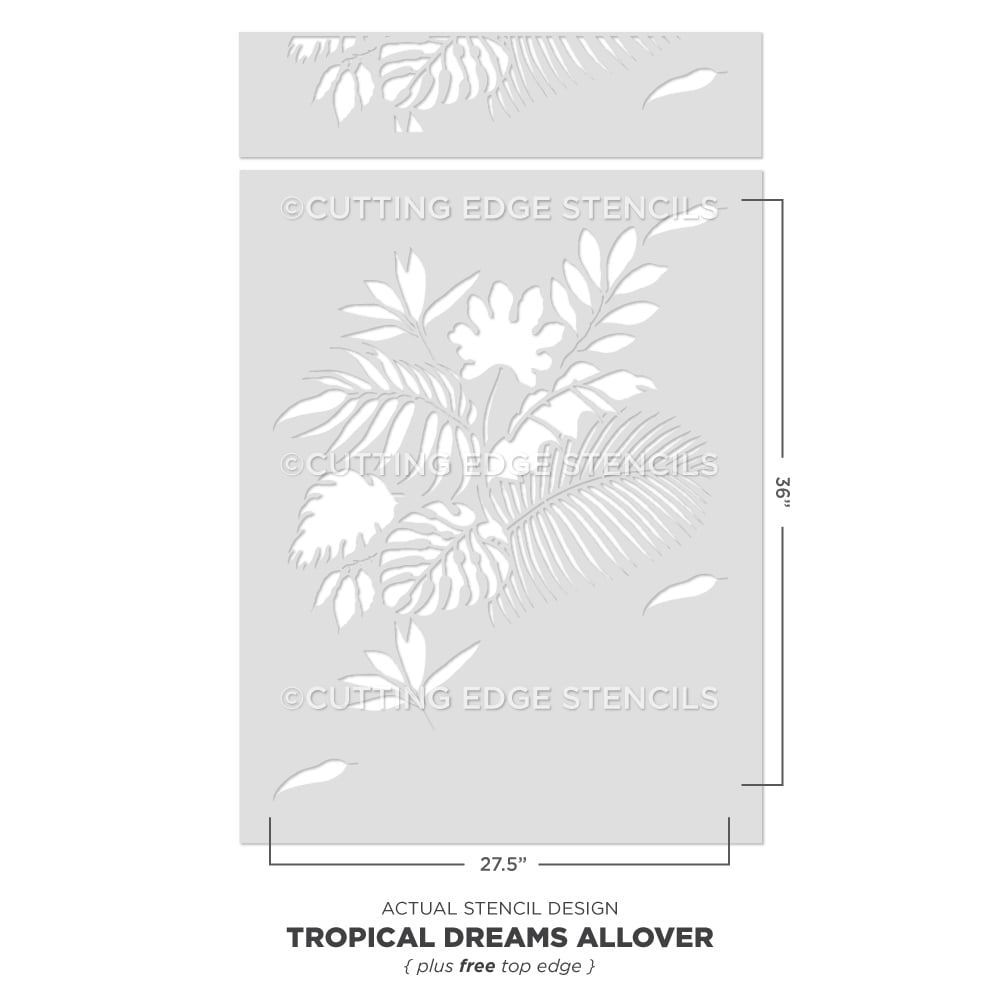 Tropical Foliage Wall Pattern Stencil Actual