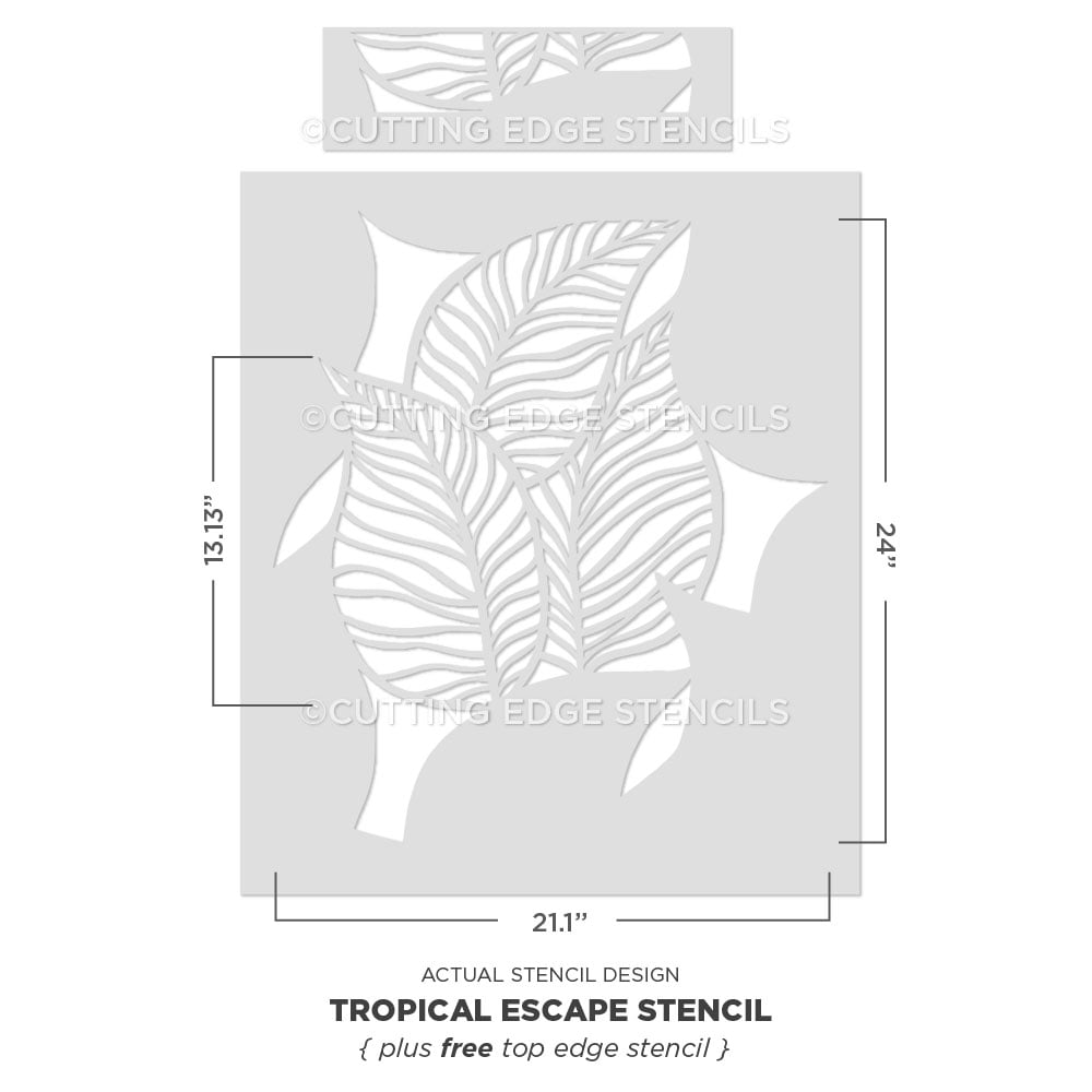 tropical leaf wall design stencil