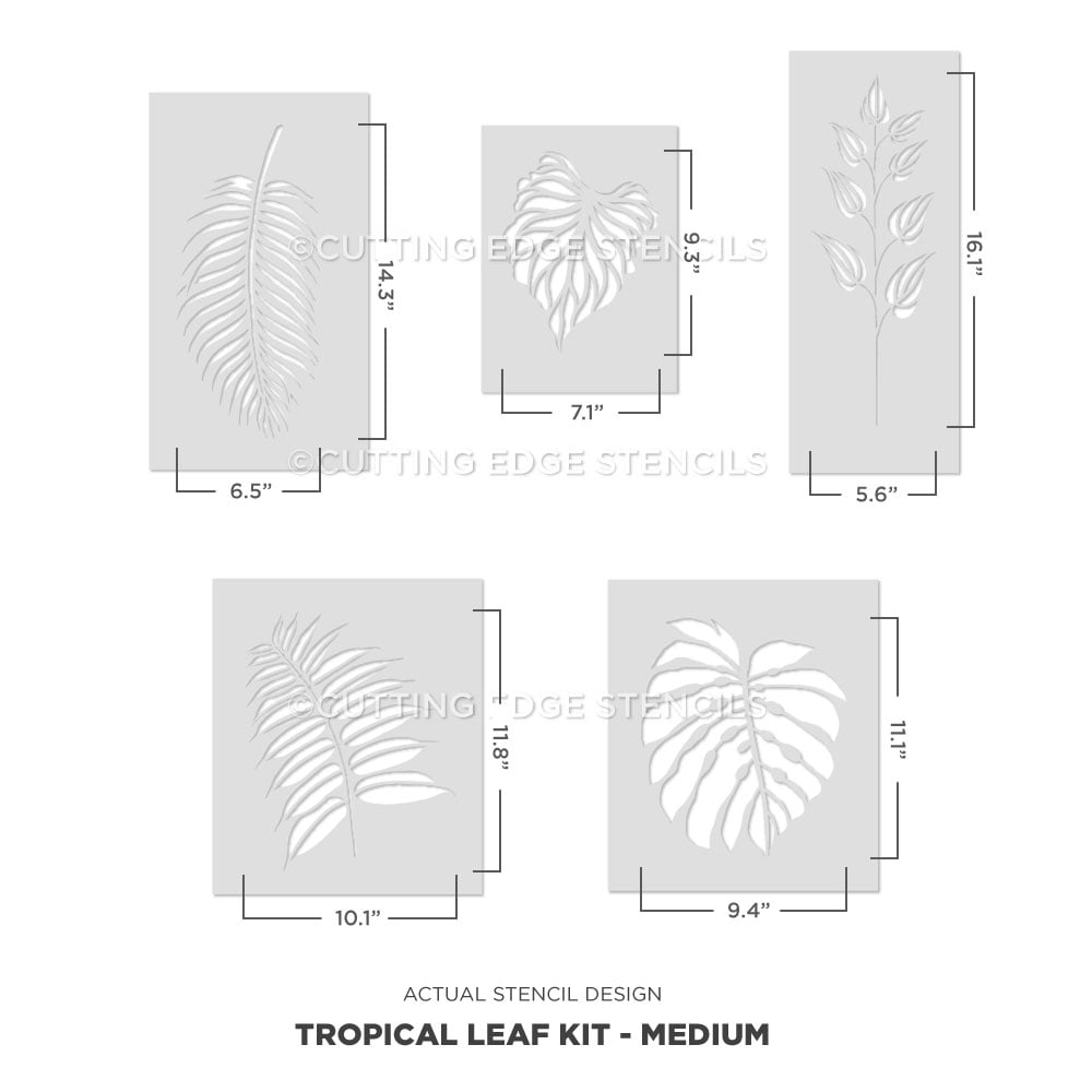 tropical leaf stencil kit actuals medium size