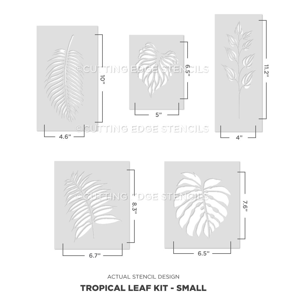 small tropical leaf stencil kit actuals