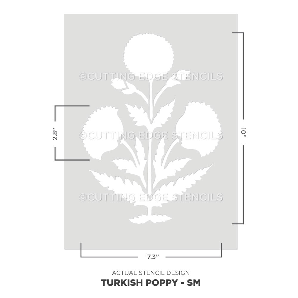 small turkish poppy wall stencil actual stencil image