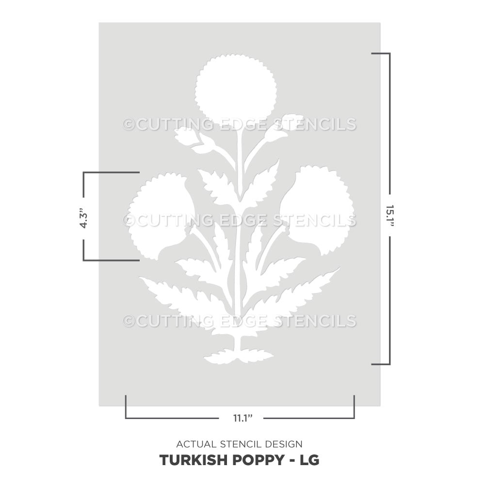 large turkish poppy wall stencil actual stencil image