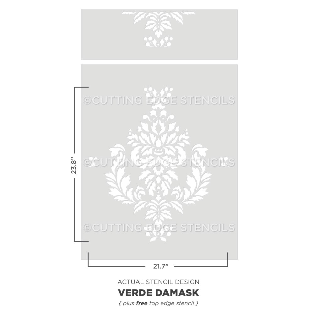 verde damask stencil for walls