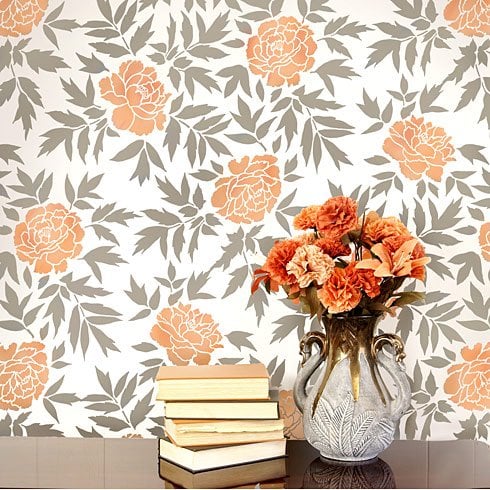 wall decor floral stencils