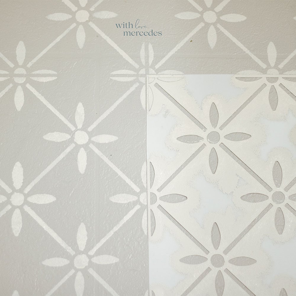 wallflower tile stencil painting alignment