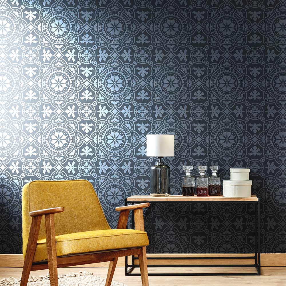 tile wall stencil tangier moroccan morocco cement tile