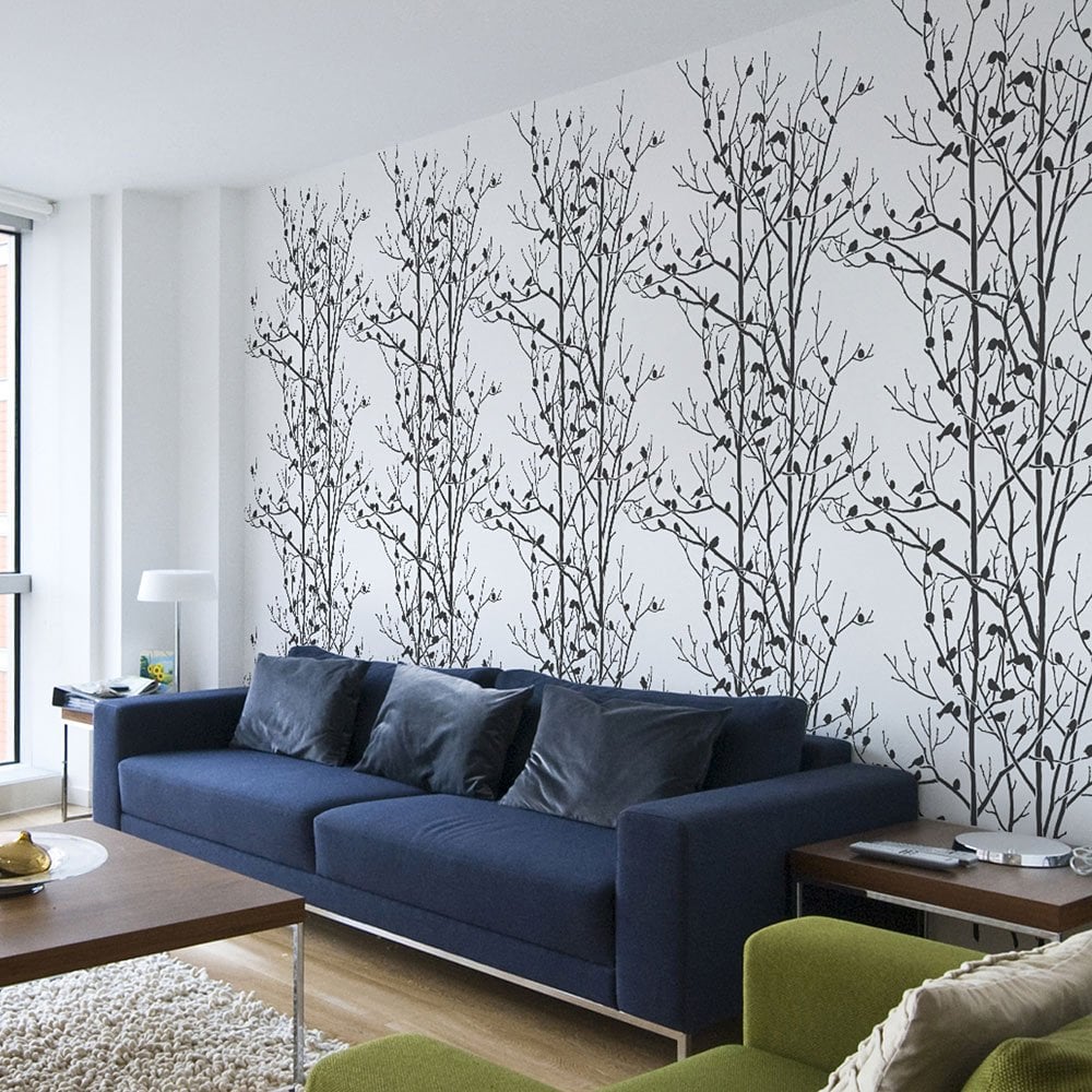 wall-stencil-birds-trees-DIY-home-decor