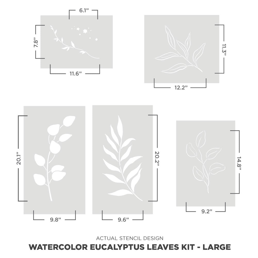 large wall pattern kit watercolor eucalyptus actual stencil image