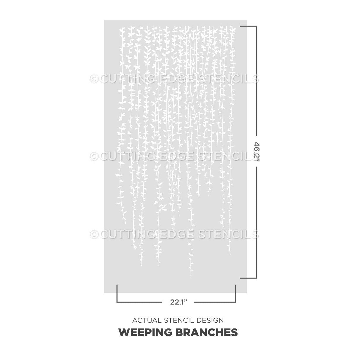 actual stencil image weeping branches border stencil 