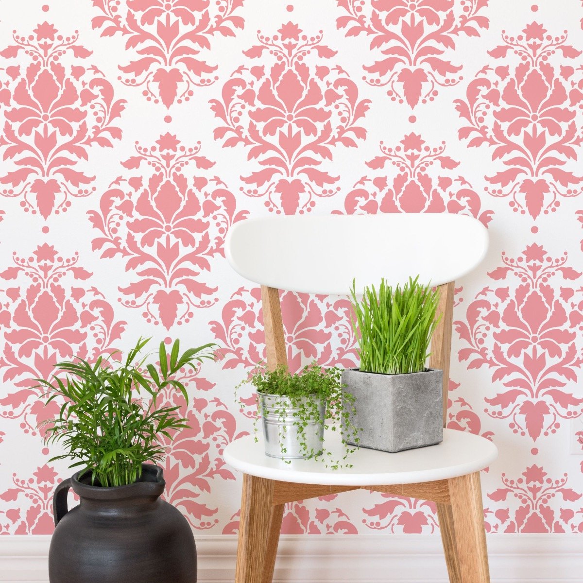 Wild Berry Damask Stencil For Walls