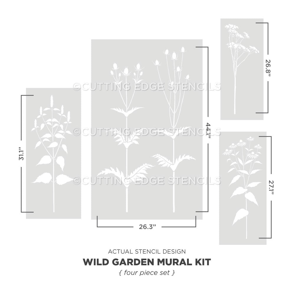 wild garden wall mural stencil kit