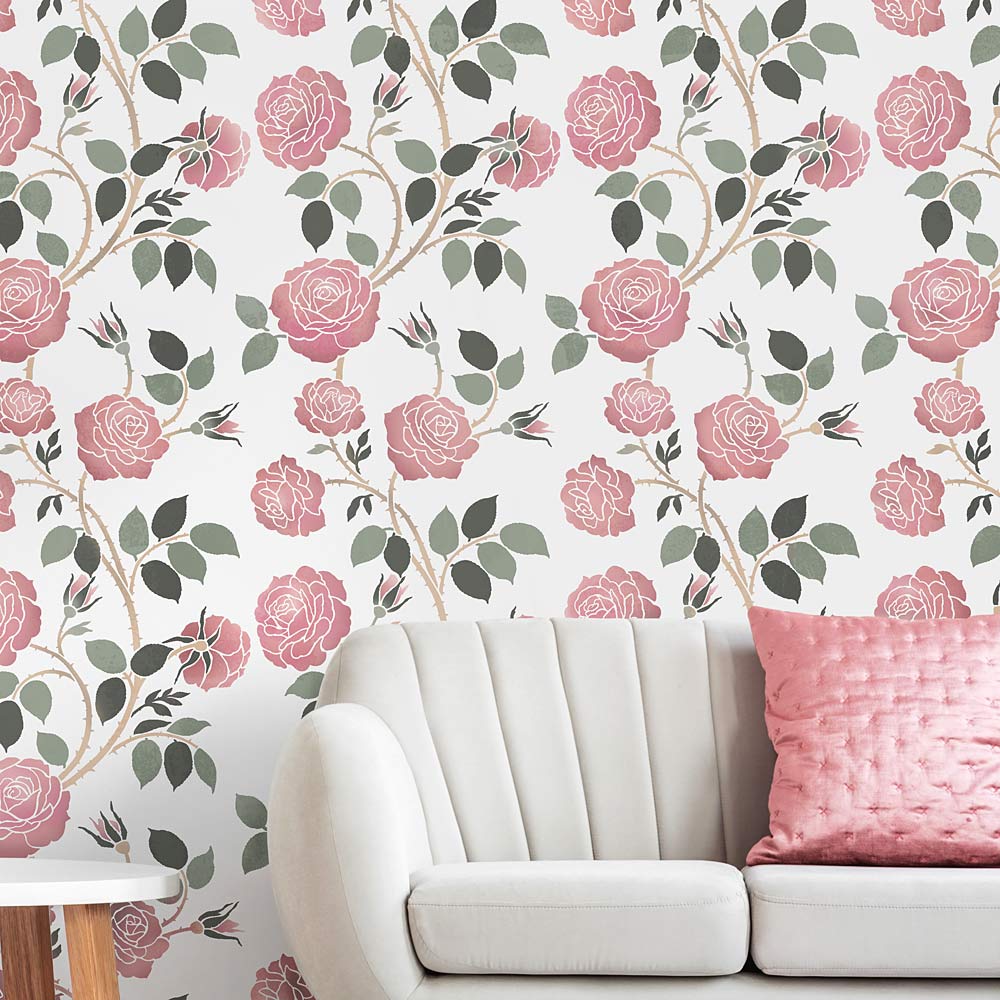 Wild Roses Stencil Design Pattern Wall Stenciling Flowers