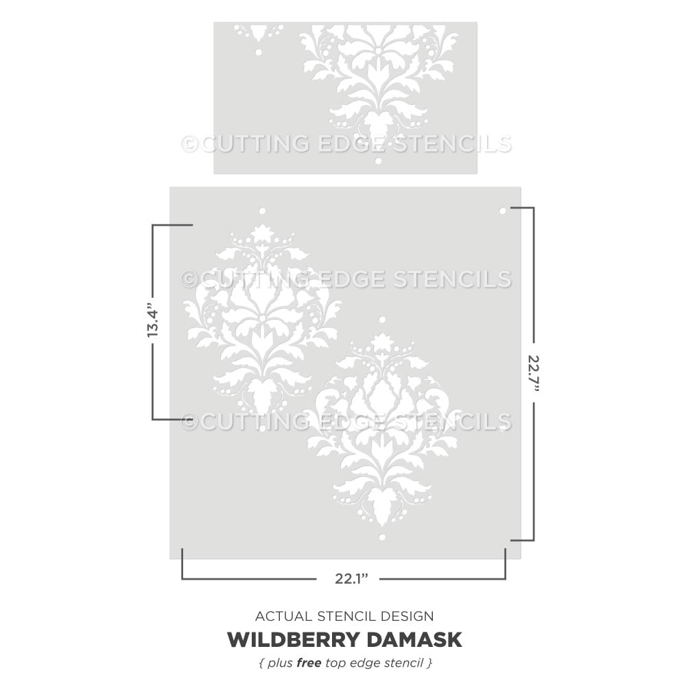 wild berry damask stencil for walls