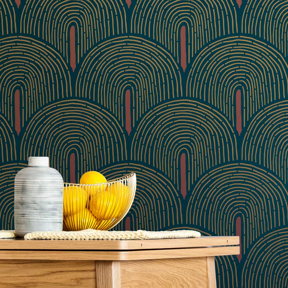 dark willow arch wall stencil wall pattern for kitchen