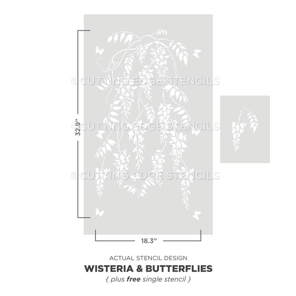 wisteria and butterflies stencil for walls